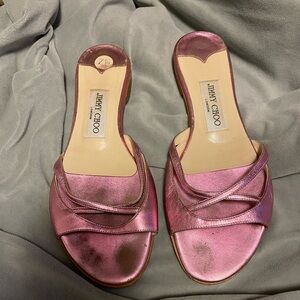 Jimmy Choo Pink Metallic Sandals 37.5